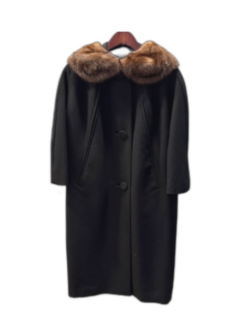 Vtg 60s I. Magnin Louis Goldstein Mink Trim Wool Coat Archival Quiet Luxury S M